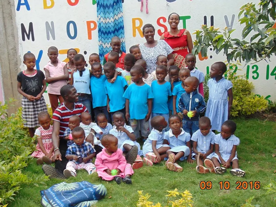 Children and staff at Bethesda Child Care Centre, Mirangine, Kenya