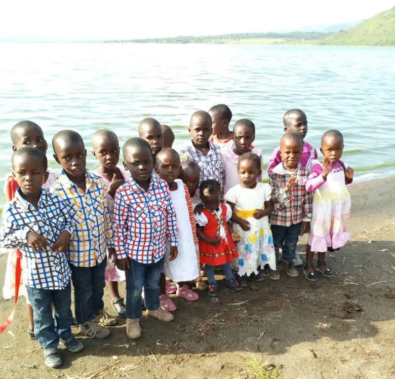Children and staff at Bethesda Child Care Centre, Mirangine, Kenya