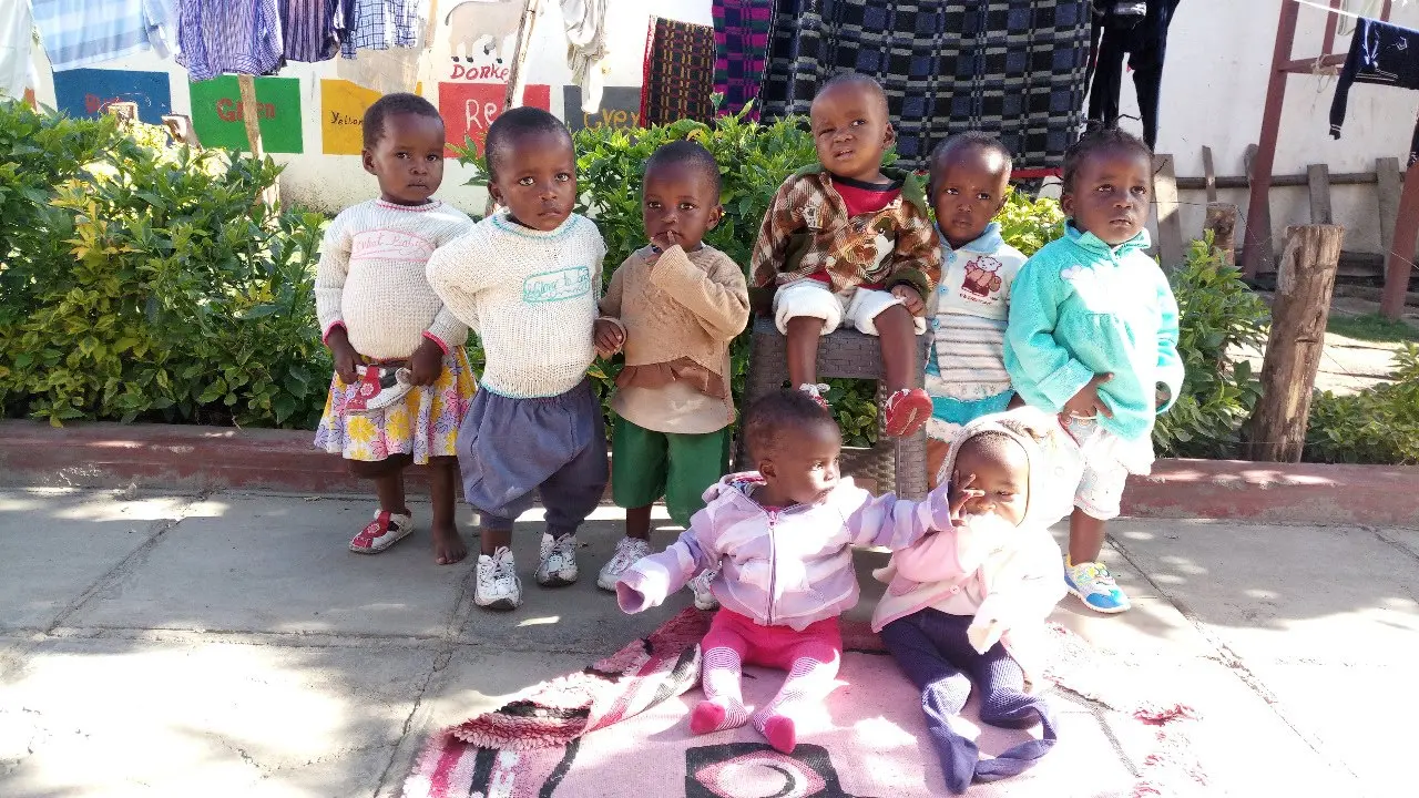 Children and staff at Bethesda Child Care Centre, Mirangine, Kenya