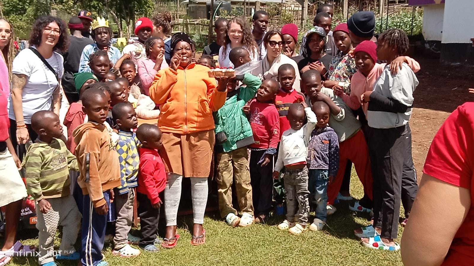 Children and staff enjoying a celebration at Bethesda Child Care Centre, Mirangine, Kenya