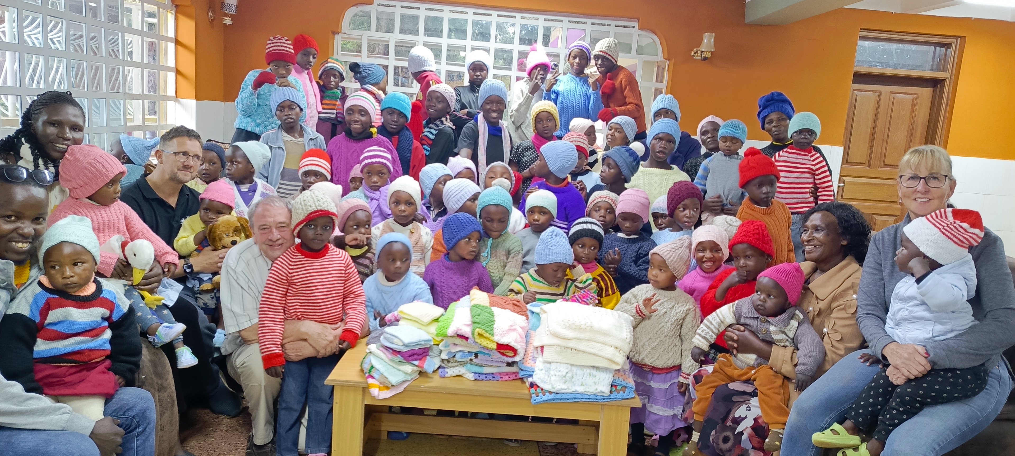 Children with donated clothing at Bethesda Child Care Centre