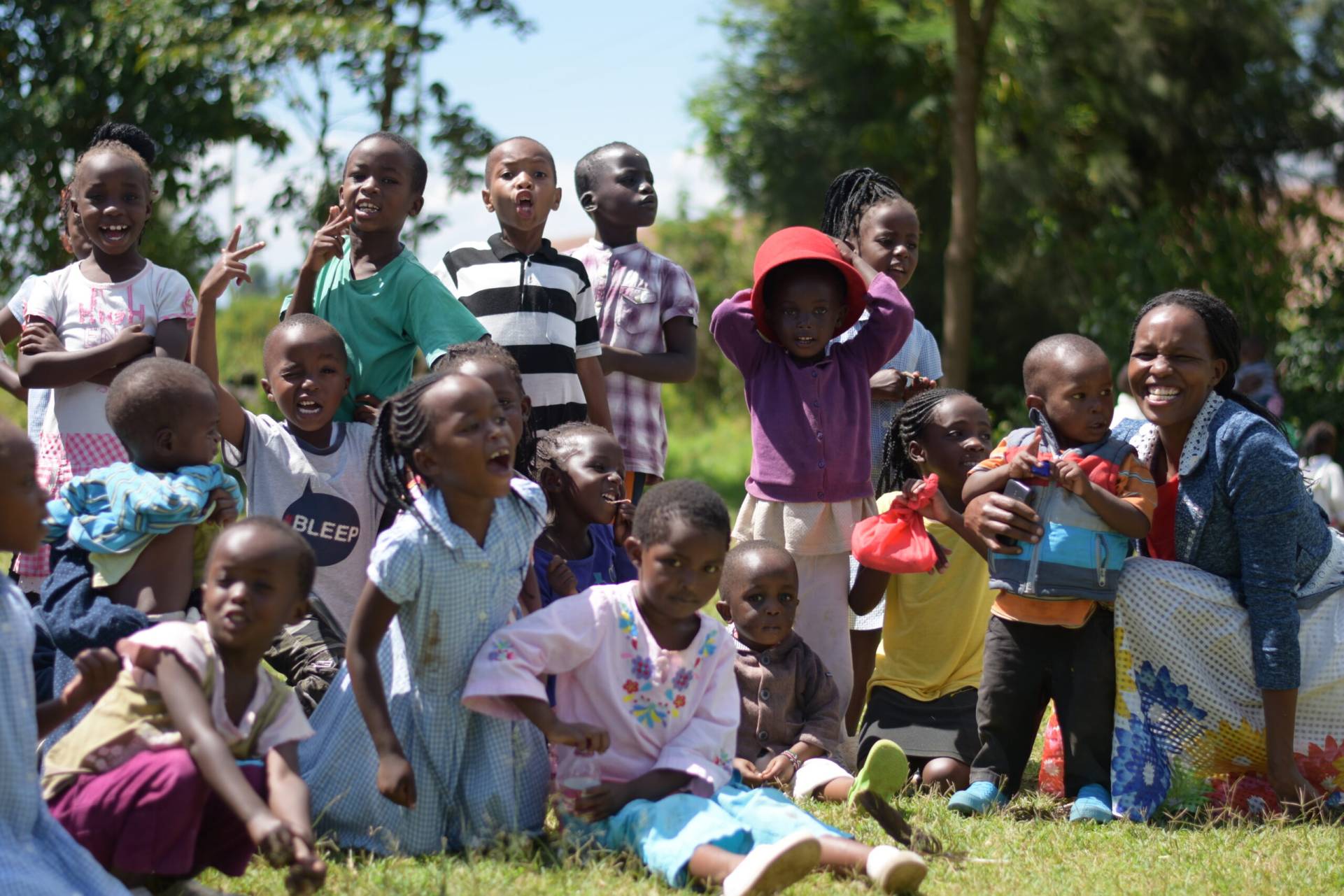 Children and staff at Bethesda Child Care Centre, Mirangine, Kenya