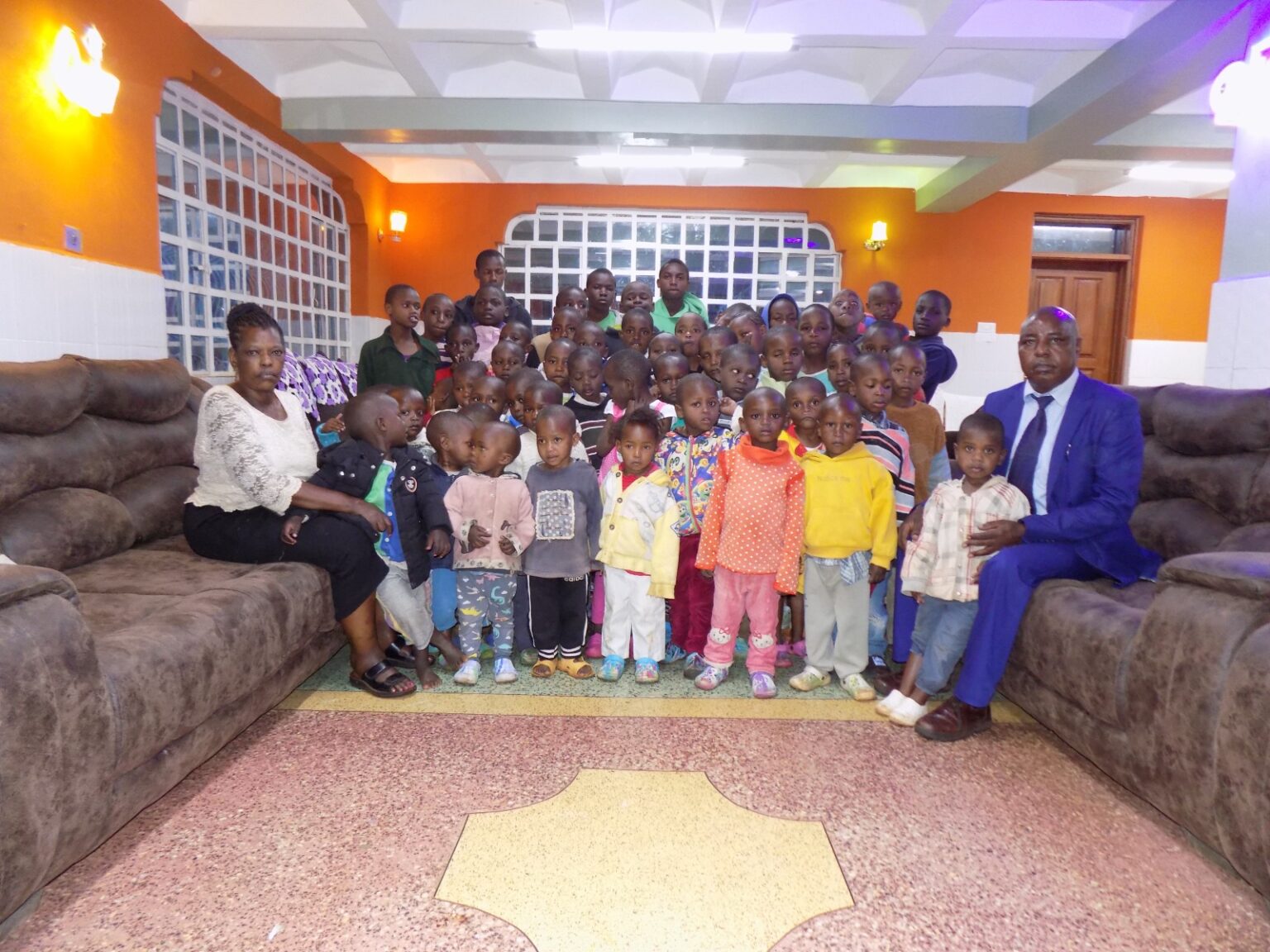Children and staff at Bethesda Child Care Centre, Mirangine, Kenya