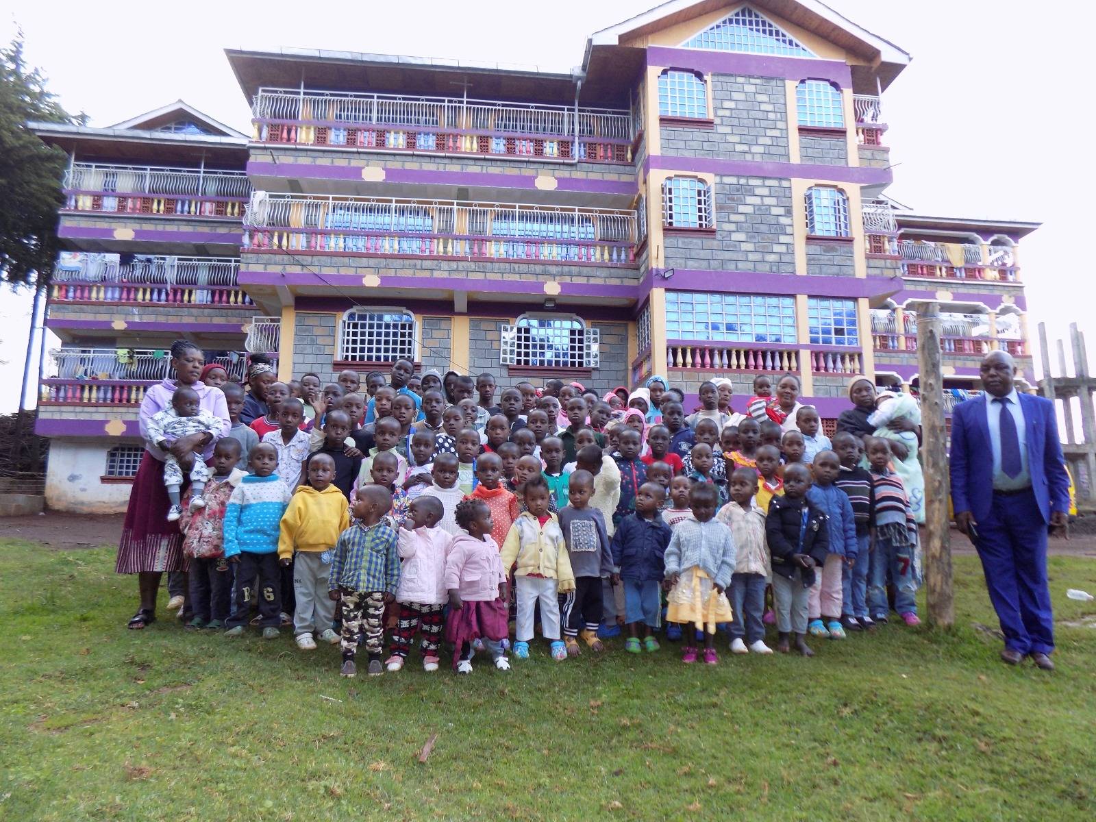 Children and staff at Bethesda Child Care Centre, Mirangine, Kenya
